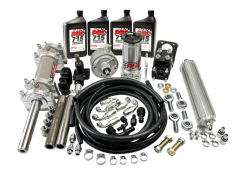 PSC FHK400P Full Hydraulic Steering Kit for rock crawlers and off-road vehicles, includes double-ended cylinder, orbital valve, reservoir, pump, and hardware for precise and powerful steering control in extreme terrain