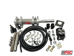 PSC Motorsports universal full hydraulic steering kit for 40-46 Inch Tire Size with cylinder, hoses, fittings, control valve and hardware for off-road and high-performance vehicles.