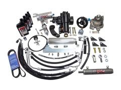 PSC SK689R36JP3-8.0W Cylinder Assist Steering Kit for 2020+ Jeep Gladiator JT 3.6L for  8.0" Stroke Front Axle and 1-3/8" Upgrade, includes Big Bore XD-JT steering gear box, high-flow mechanical pump conversion kit, reservoir, upgraded hoses, fluid cooler